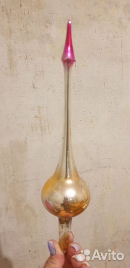 Ёлочная игрушка СССР.Шпиль-ракета.Стеклянная