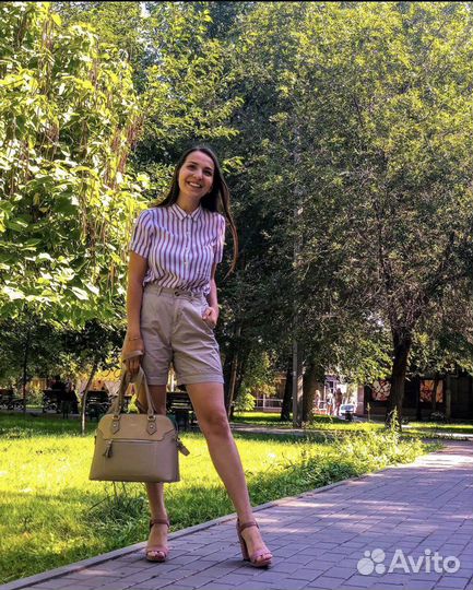 Шорты бежевые с высокой посадкой