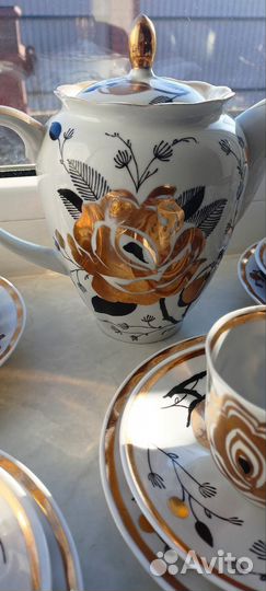 Сервиз кофейный Золотая Роза Дулево