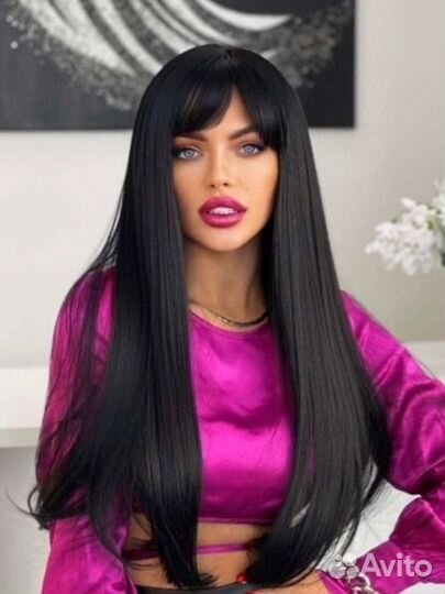 Парик черный длинный новый