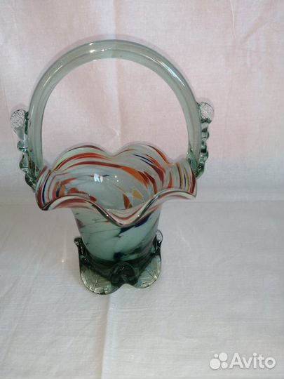 Ваза конфетница цветное стекло СССР