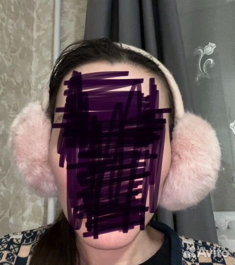 Наушники зимние розовые складные