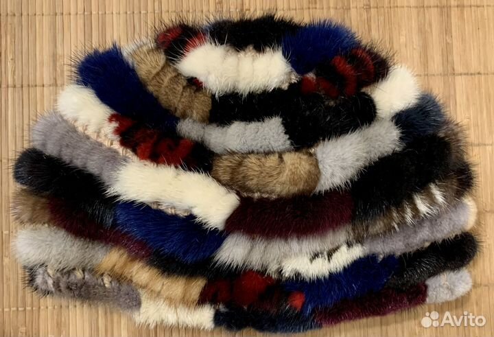 Шапка норковая вязанная бу