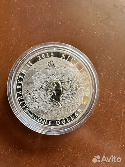 Монета один доллар серебро