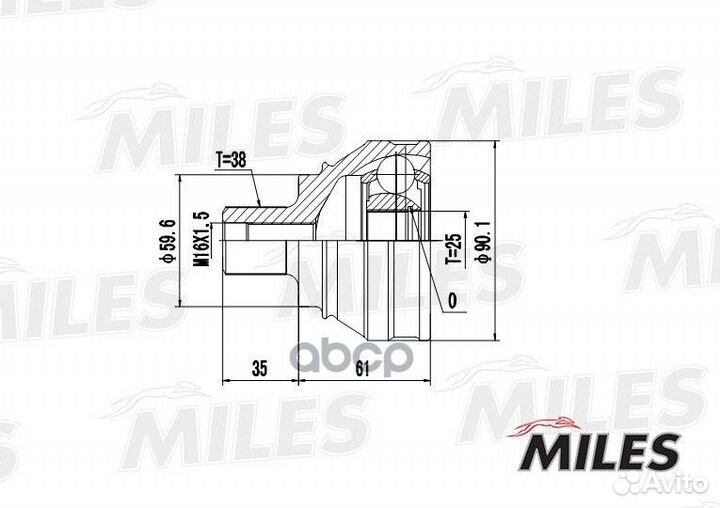 Шрус audi 100 1.8-2.4D 82-90 нар. ga20002 Miles