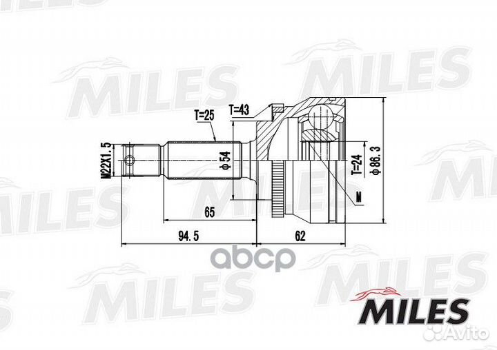 Шрус mitsubishi galant/lancer 2.0 92- нар.(ABS)