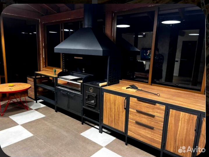 Мангальная зона с печью под казан