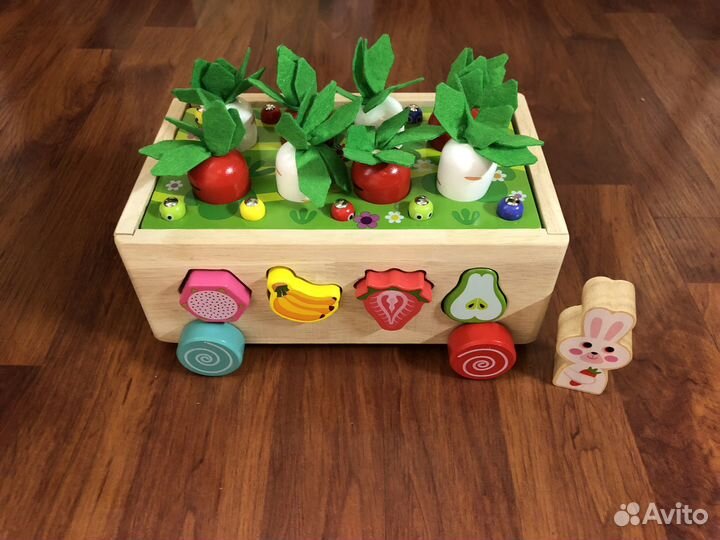 Деревяный сортер грядка на колёсиках