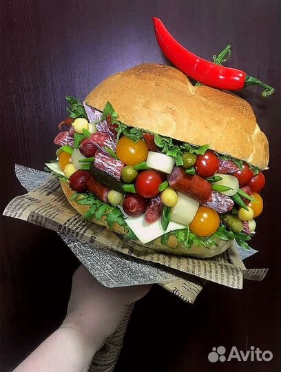 Букет Бургер, мужской букет, сьедобные букеты