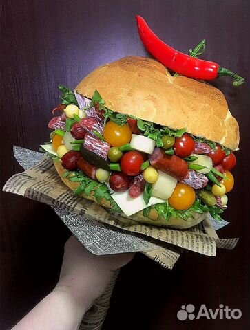 Букет Бургер, мужской букет, сьедобные букеты