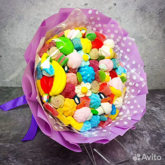 Сладкие букеты из мармелада и суфле