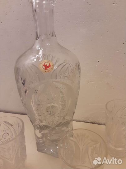 Графин хрустальный и 3 стопки