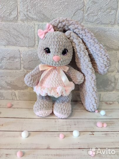 Вязаный зайка, в наличии. Мягкие игрушки