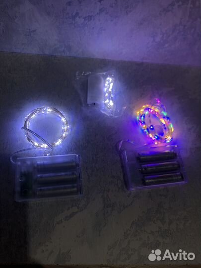 Гирлянда-нить роса 2/5/10м, на батарейках, много