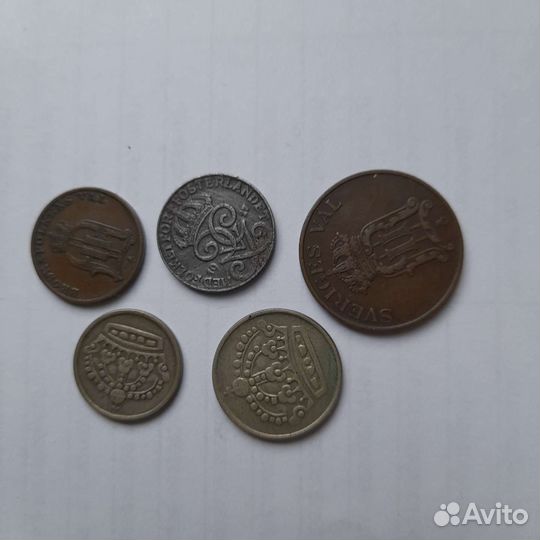 Монеты Дании,Швеции,Финляндии,Норвегии,Испании,Лат
