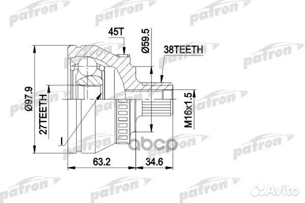 Шрус наружн к-кт 38x59.5x27 ABS:45T audi:A4/A6