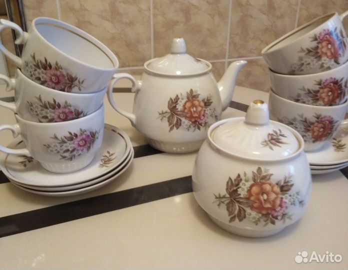 Чайный фарфоровый сервиз,ффз Чайка,СССР,1989 г