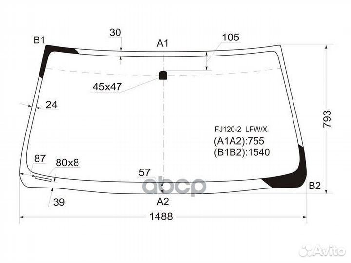 Стекло лобовое toyota land cruiser prado 3/5D/L