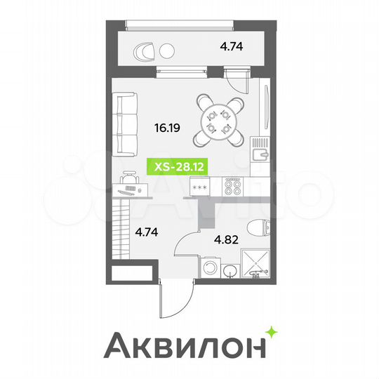 Квартира-студия, 28,1 м², 11/12 эт.