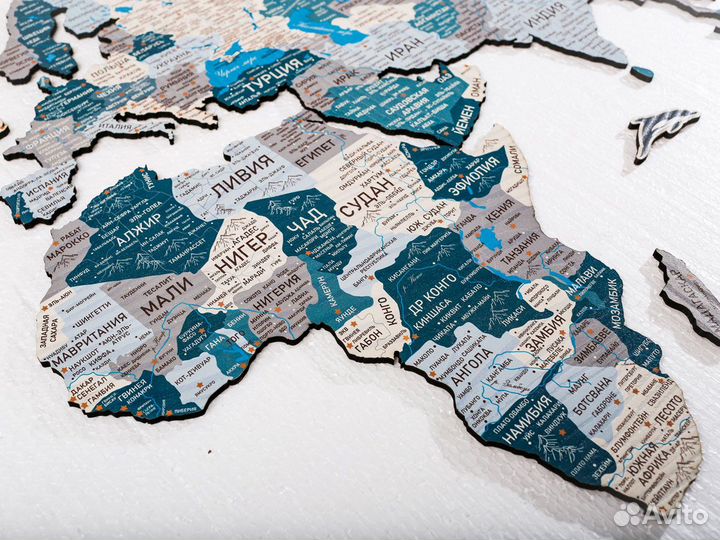 Деревянная карта мира настенная, Зеленоград