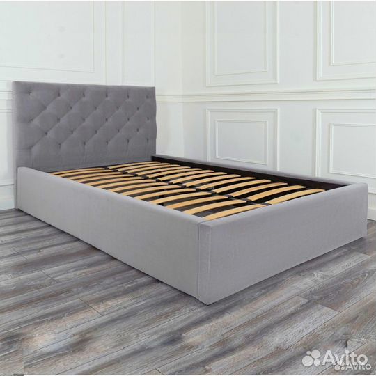Кровать 120х200 серый велюр Барокко