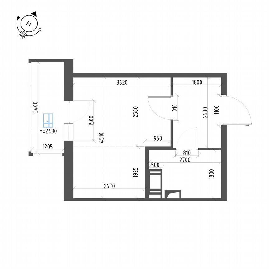 Квартира-студия, 24,7 м², 12/12 эт.