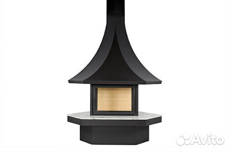 Камин дровяной угловой с остеклением