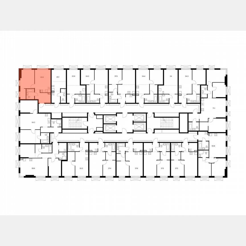 1-к. квартира, 40,6 м², 22/30 эт.