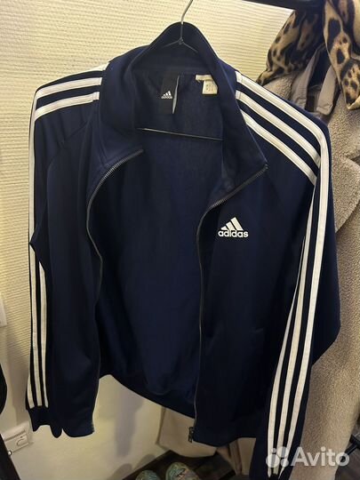 Олимпийка adidas оригинал синяя на молнии S(44-46)