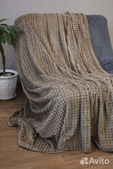 Плед покрывало 200х220 Кубик Флисовый плед