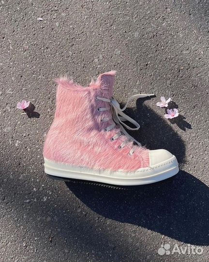 Кроссовки Rick Owens Pony Hair Boot Dirty Pink