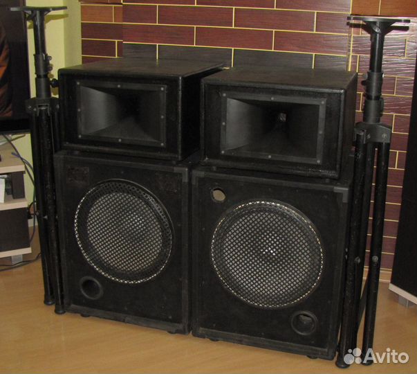 Колонки Pro 1100W Cабы C-Mark Рупоры FA Штативы