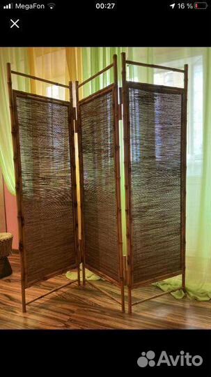 Ширма 3-секционная бамбуковая натуральная