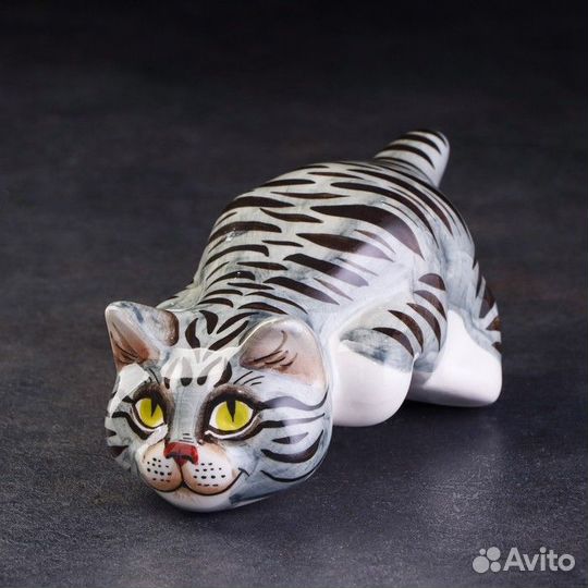 Статуэтка фарфоровая 'Кот Барсик серый', 20 см