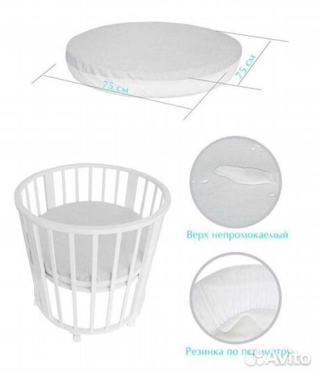 Простынь / наматрасник на резинке круглые детские