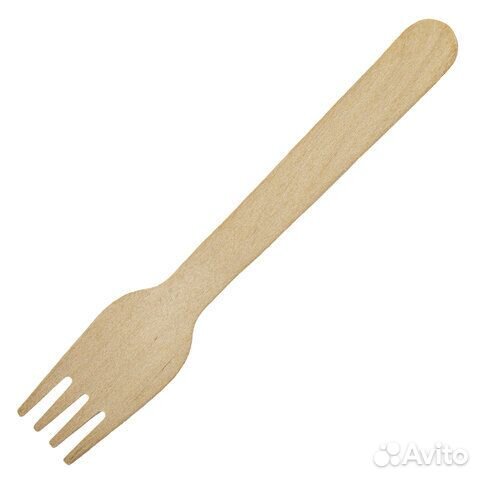 Вилка одноразовая деревянная 160 мм, комплект 100