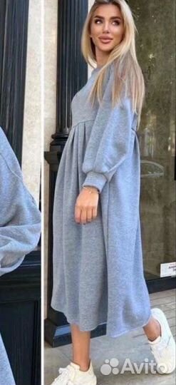 Платье футер на флисе оверсайз