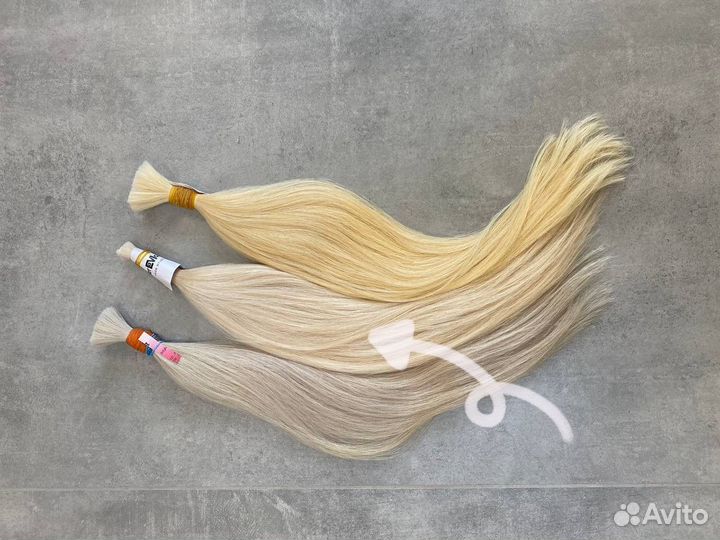 Волосы натуральные для наращивания 60 см блонд