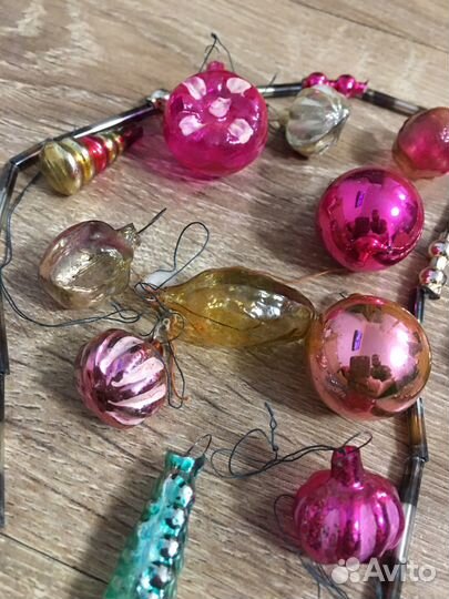 Мини ёлочные игрушки СССР стеклярус