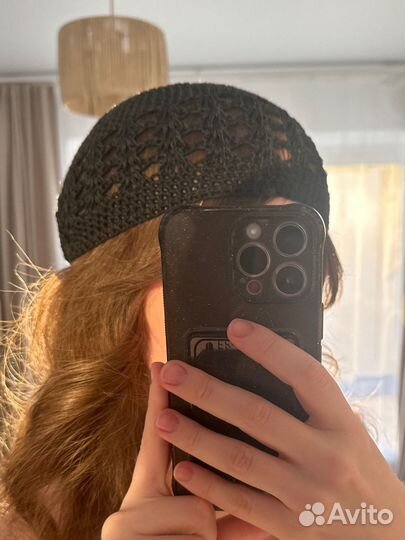 Шапка сетка кроше вязанная