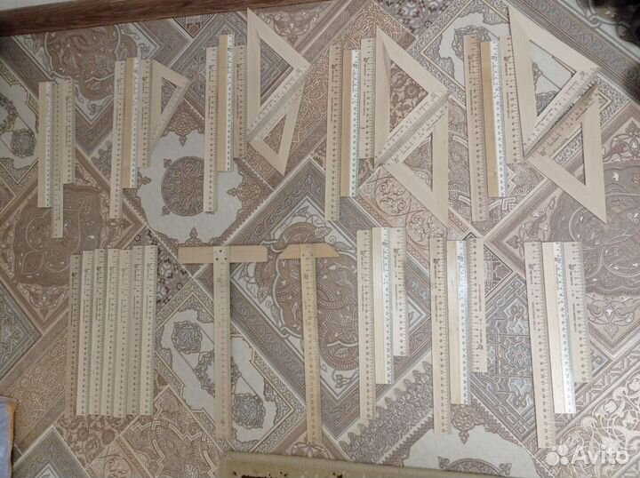 Линейки, треугольник деревянные новые