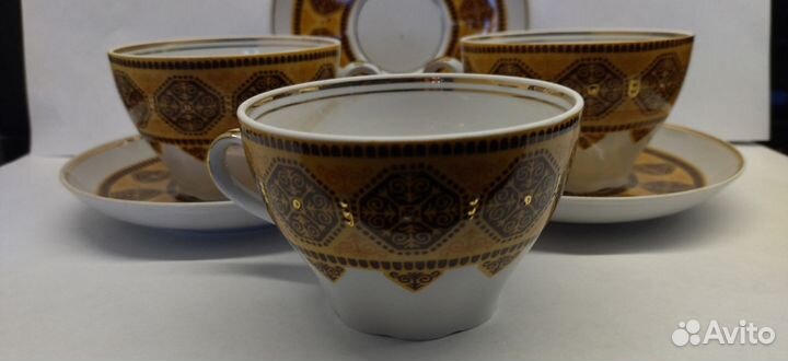 Чайная пара 230 мл фарфор, позолота, рига СССР 197