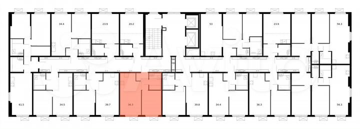 1-к. квартира, 36,3 м², 9/9 эт.