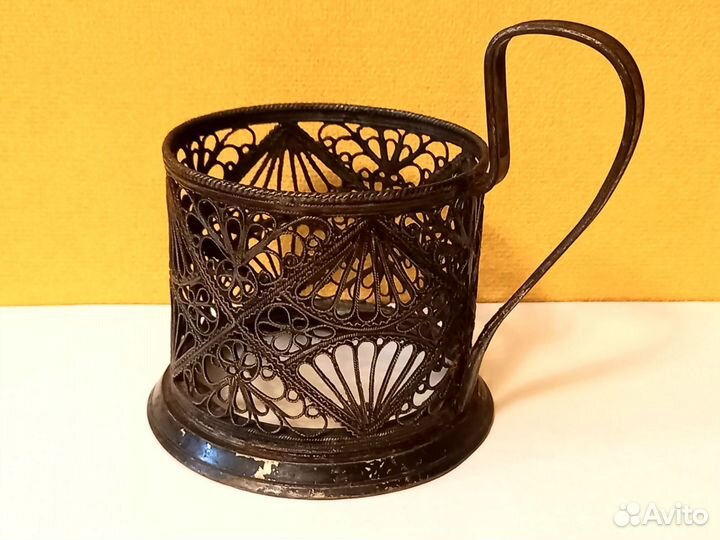 Подстаканник мельхиоровый. Скань, филигрань Винтаж