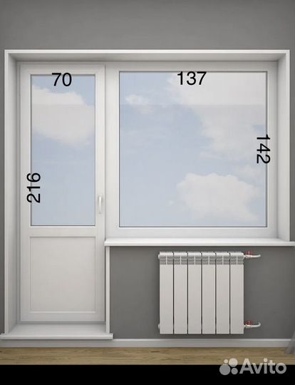 Балконный блок с дверью бу