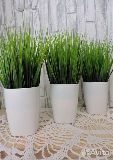 Искусственная трава осока в горшочке