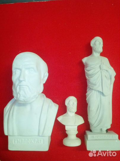 Бюсты греч. философов -Сократ, Эпикур, Гомер и т.д
