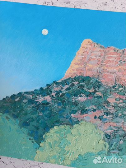 Крымский пейзаж картина маслом на холсте 30х30 см