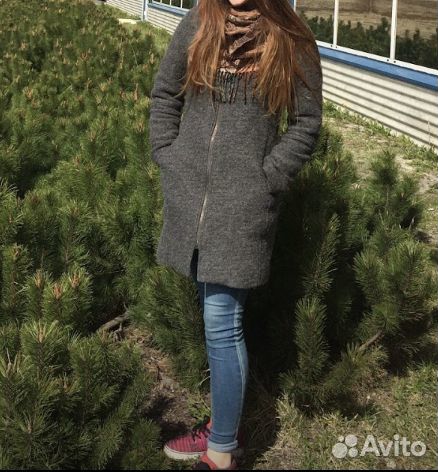 Пальто серое