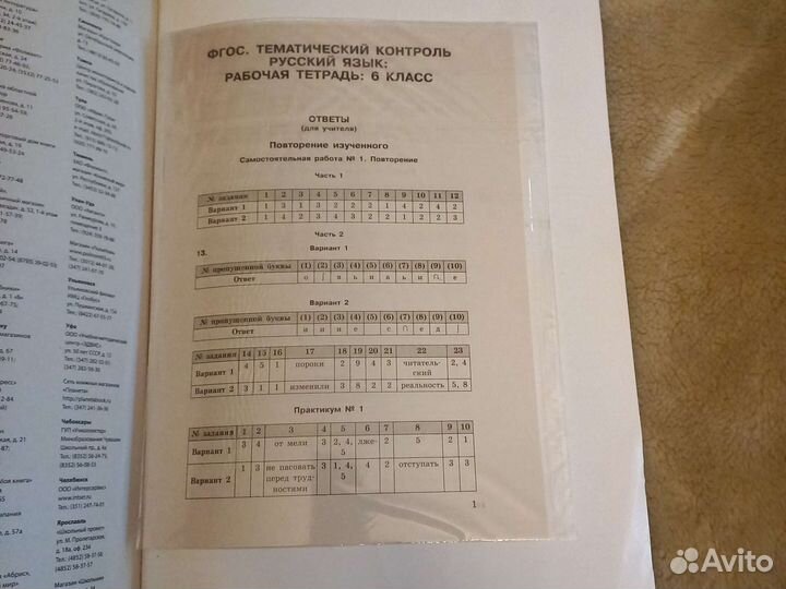 Русский язык тематический контроль. 6 класс